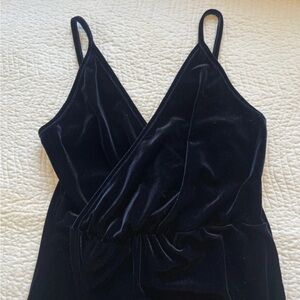 Navy Blue Velvet Midi Dress